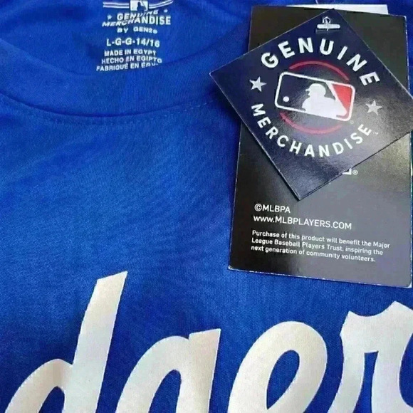 Clayton Kershaw Los Angeles Dodgers Blue Name and Number Jersey T-ShirtBRAND NEW - Picture 4 of 6